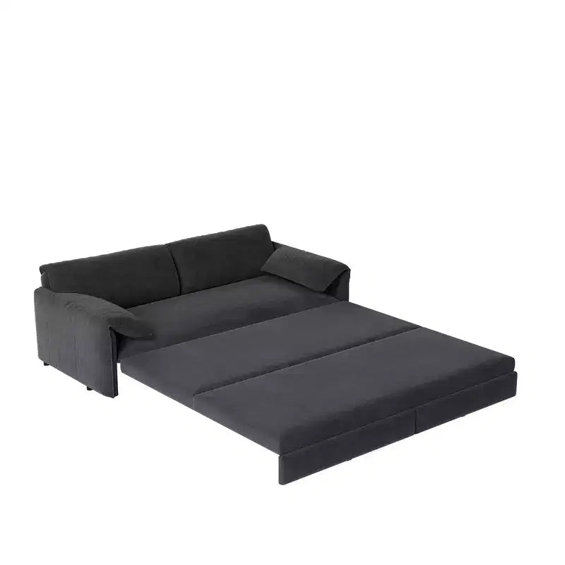 Canapé-lit Whison 3-en-1 en velours Queen Size avec méridienne et poches latérales de rangement, 2 places