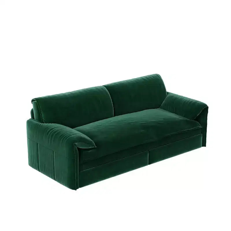 Canapé-lit Whison 3-en-1 en velours Queen Size avec méridienne et poches latérales de rangement, 2 places