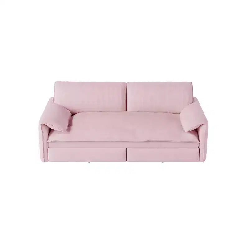 Canapé-lit Whison 3-en-1 en velours Queen Size avec méridienne et poches latérales de rangement, 2 places