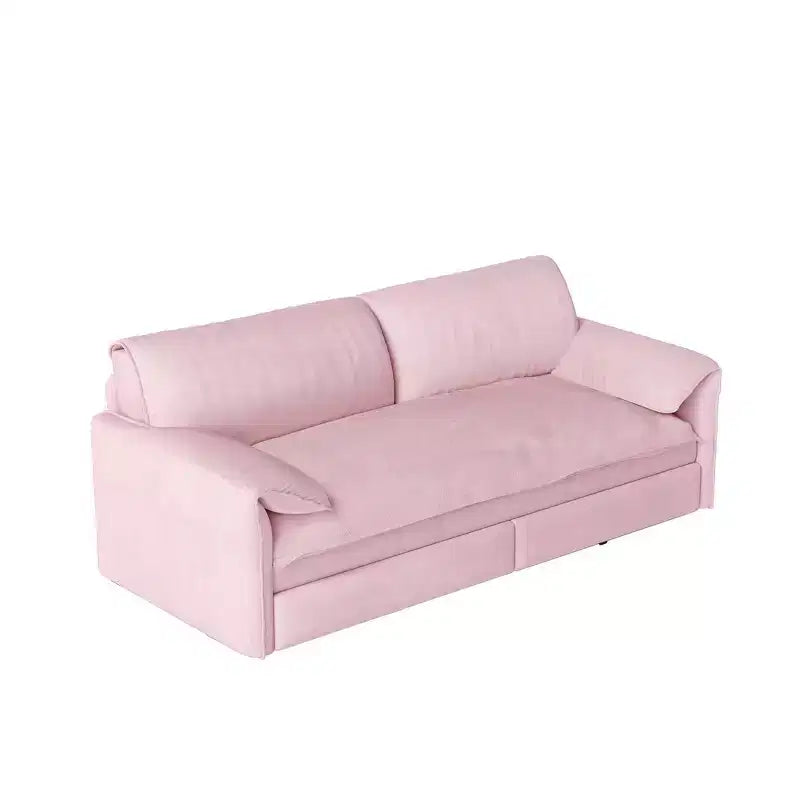 Canapé-lit Whison 3-en-1 en velours Queen Size avec méridienne et poches latérales de rangement, 2 places