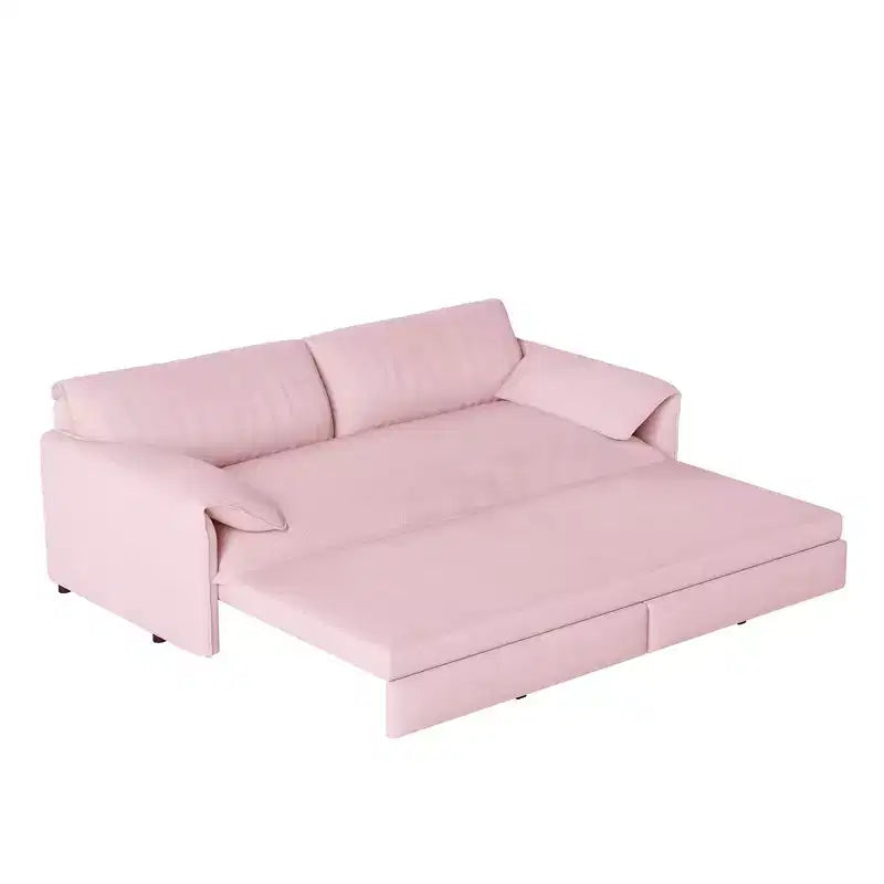 Canapé-lit Whison 3-en-1 en velours Queen Size avec méridienne et poches latérales de rangement, 2 places