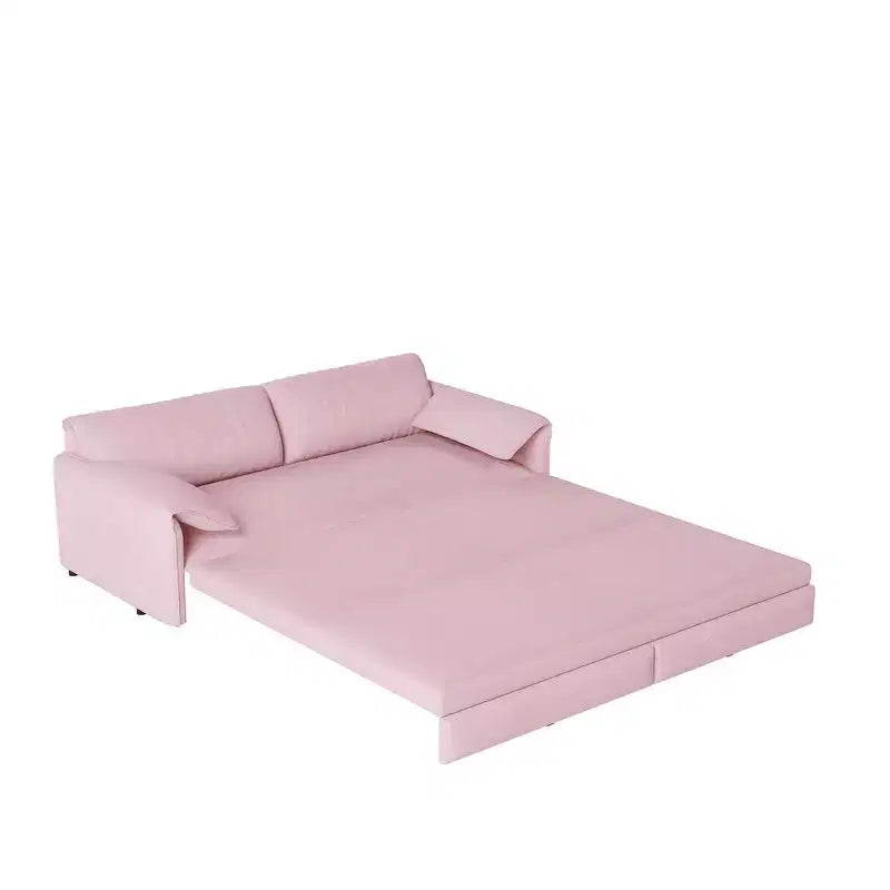 Canapé-lit Whison 3-en-1 en velours Queen Size avec méridienne et poches latérales de rangement, 2 places