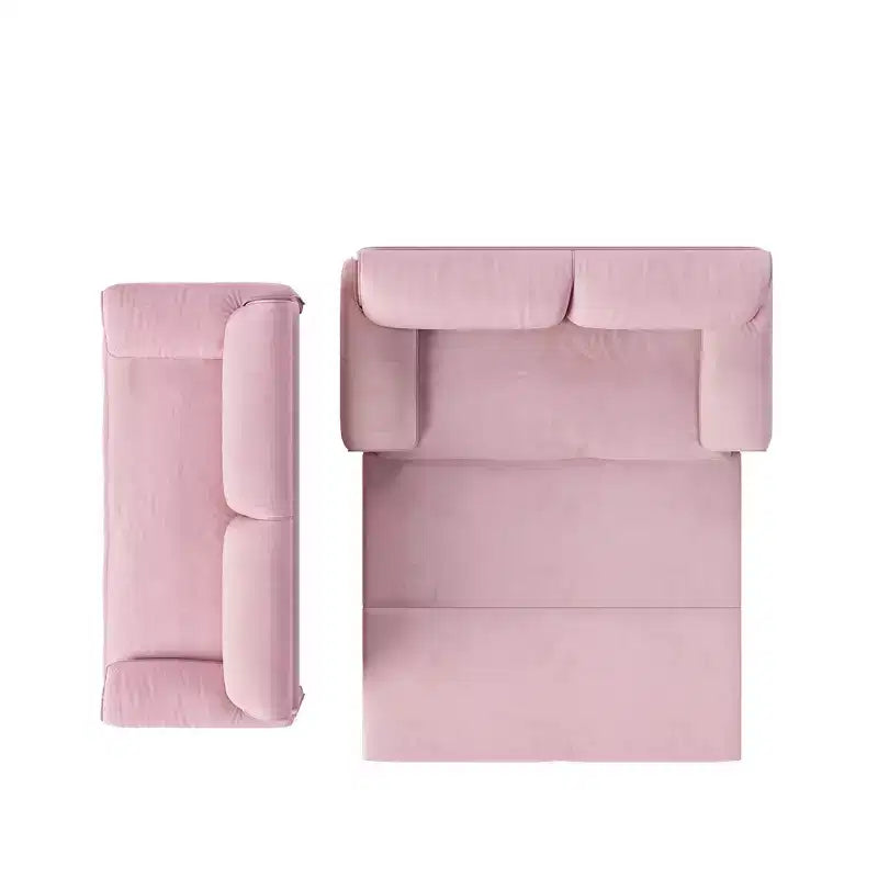 Canapé-lit Whison 3-en-1 en velours Queen Size avec méridienne et poches latérales de rangement, 2 places