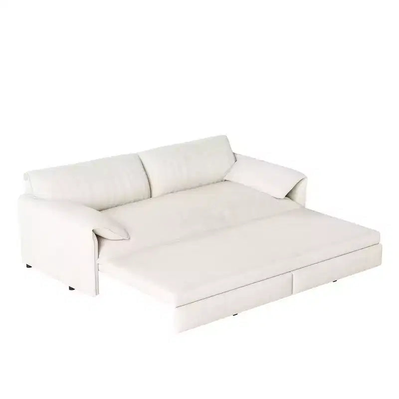 Canapé-lit Whison 3-en-1 en velours Queen Size avec méridienne et poches latérales de rangement, 2 places
