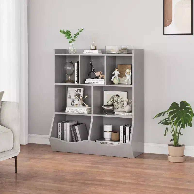 Garvee Kids Bookshelf and Toy Storage, 3-Tier Wooden Toy Storage Unit with Shelves and Compartments, Freestanding Kids Bookcase