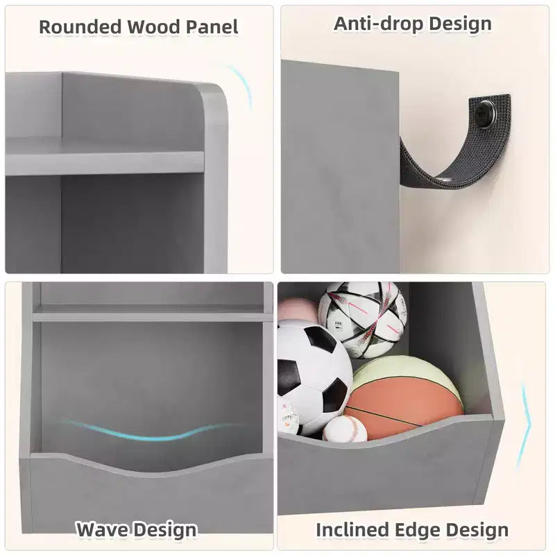 Garvee Kids Bookshelf and Toy Storage, 3-Tier Wooden Toy Storage Unit with Shelves and Compartments, Freestanding Kids Bookcase
