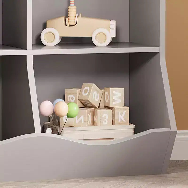 Garvee Kids Bookshelf and Toy Storage, 3-Tier Wooden Toy Storage Unit with Shelves and Compartments, Freestanding Kids Bookcase