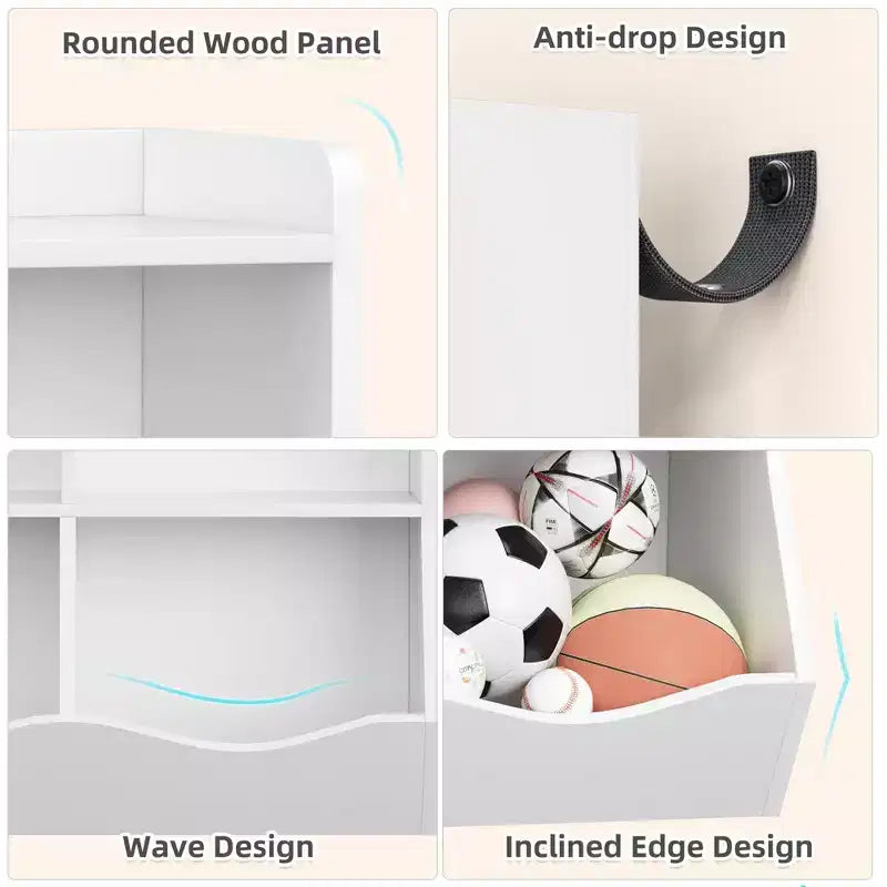 Garvee Kids Bookshelf and Toy Storage, 3-Tier Wooden Toy Storage Unit with Shelves and Compartments, Freestanding Kids Bookcase