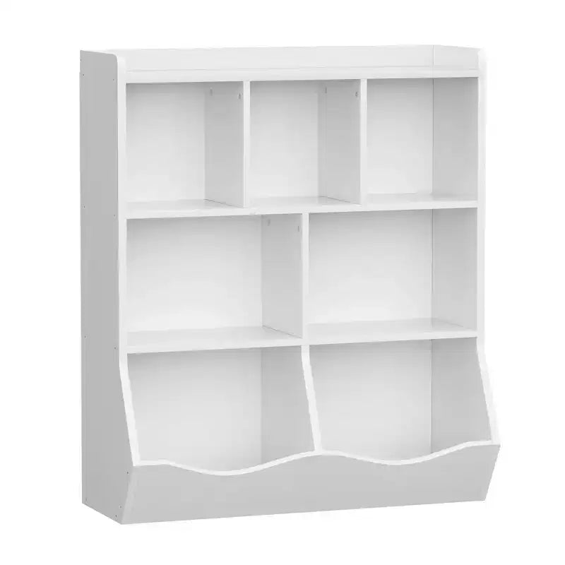 Garvee Kids Bookshelf and Toy Storage, 3-Tier Wooden Toy Storage Unit with Shelves and Compartments, Freestanding Kids Bookcase