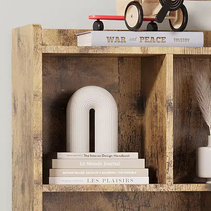 Garvee Kids Bookshelf and Toy Storage, 3-Tier Wooden Toy Storage Unit with Shelves and Compartments, Freestanding Kids Bookcase