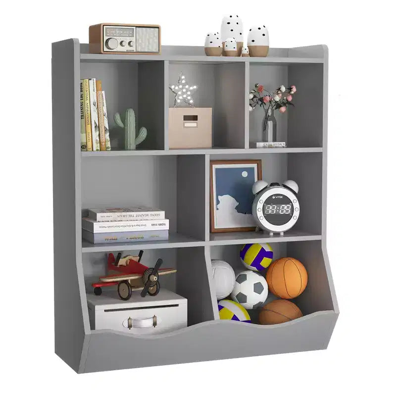 Garvee Kids Bookshelf and Toy Storage, 3-Tier Wooden Toy Storage Unit with Shelves and Compartments, Freestanding Kids Bookcase