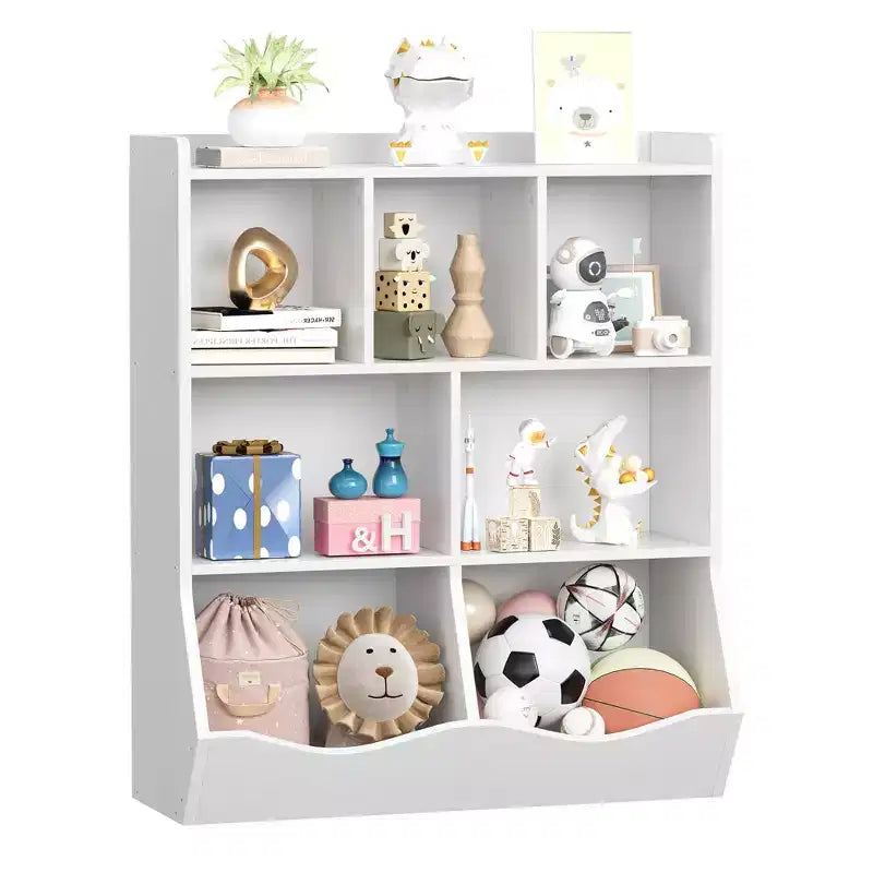 Garvee Kids Bookshelf and Toy Storage, 3-Tier Wooden Toy Storage Unit with Shelves and Compartments, Freestanding Kids Bookcase