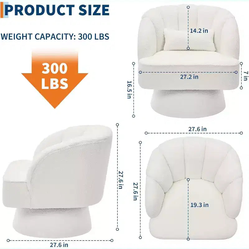 Modern Swivel Barrel Accent Chair, 360 Upholstered Armchair with Striped Backrest & Plush Padding