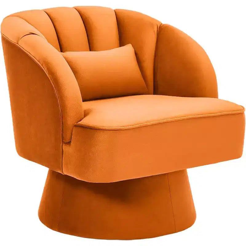 Modern Swivel Barrel Accent Chair, 360 Upholstered Armchair with Striped Backrest & Plush Padding