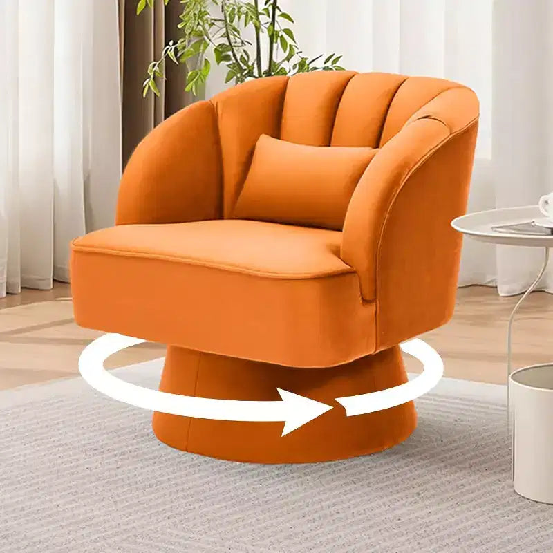 Modern Swivel Barrel Accent Chair, 360 Upholstered Armchair with Striped Backrest & Plush Padding