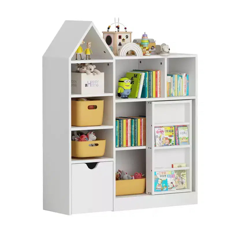 GustoWave Toy and Book Organizer for Kids, Storage Organizer with 8 Cubbies and Pull - Out Drawers, Ideal for Playrooms and Bedrooms