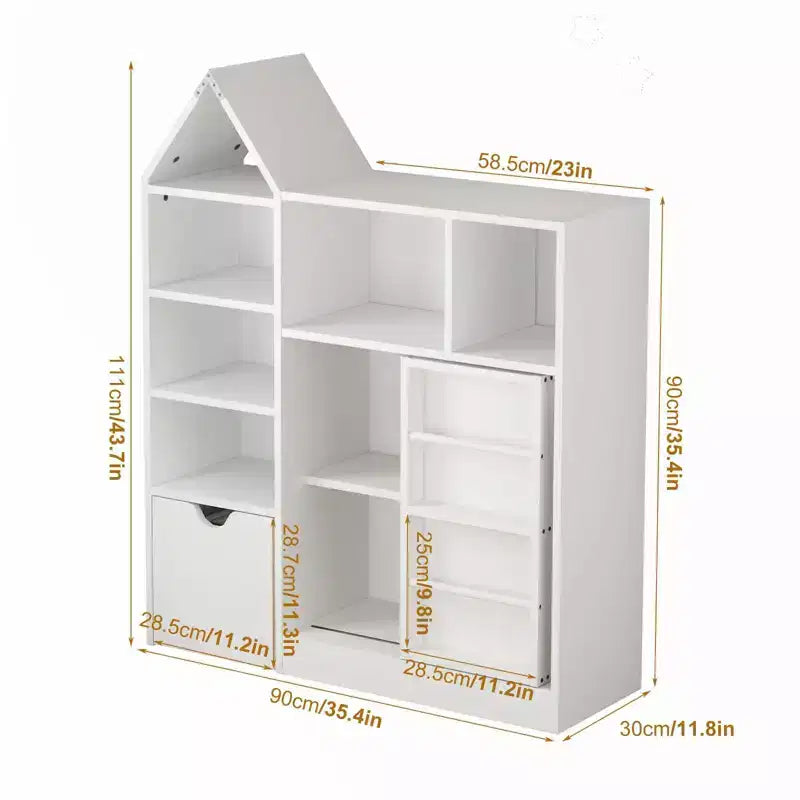 GustoWave Toy and Book Organizer for Kids, Storage Organizer with 8 Cubbies and Pull - Out Drawers, Ideal for Playrooms and Bedrooms
