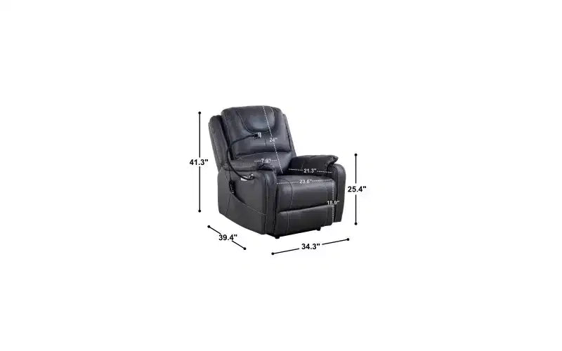 Whisen Bonded Leather 139 Recliner & Single Sofa Chair with Vibration Massage & Heating