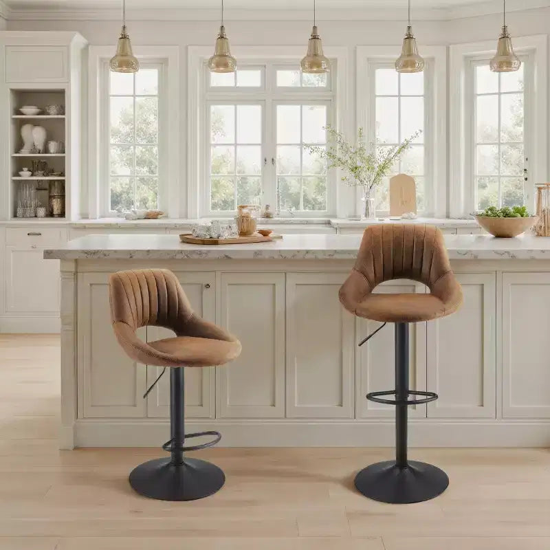 Tabouret de bar Art Leon en similicuir rétro, pivotant et réglable en hauteur, lot de 2