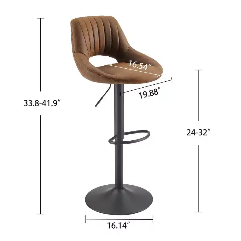 Tabouret de bar Art Leon en similicuir rétro, pivotant et réglable en hauteur, lot de 2