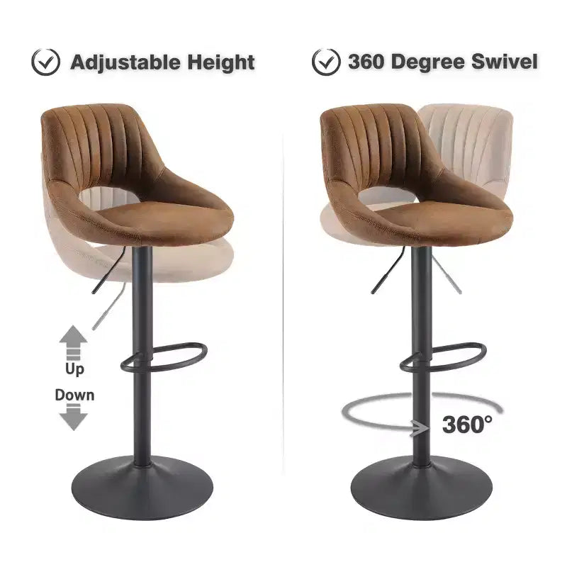 Tabouret de bar Art Leon en similicuir rétro, pivotant et réglable en hauteur, lot de 2