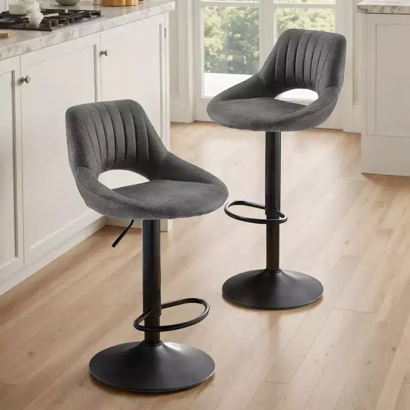 Tabouret de bar Art Leon en similicuir rétro, pivotant et réglable en hauteur, lot de 2