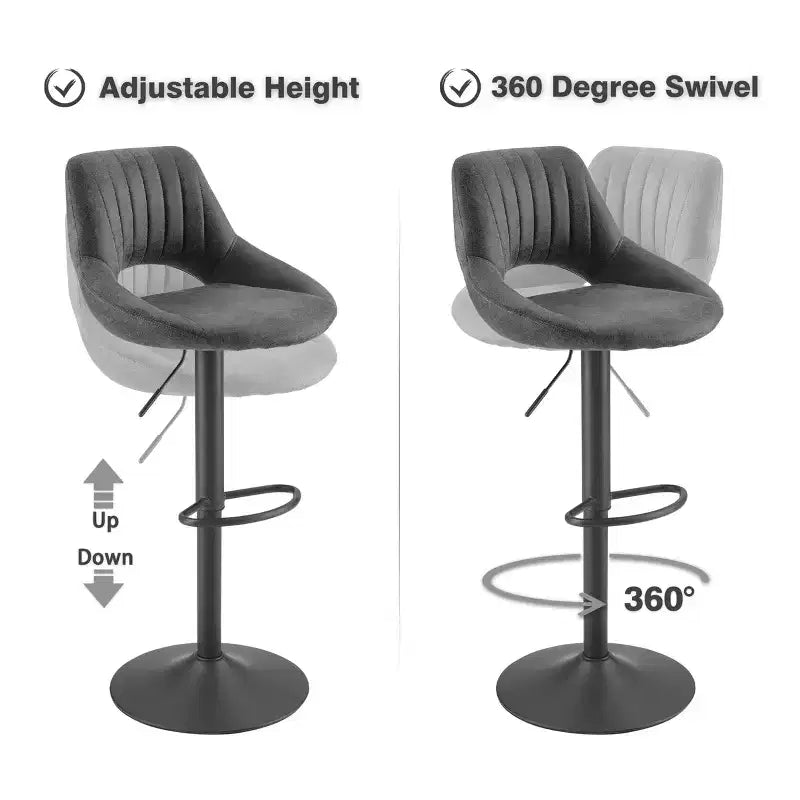 Tabouret de bar Art Leon en similicuir rétro, pivotant et réglable en hauteur, lot de 2