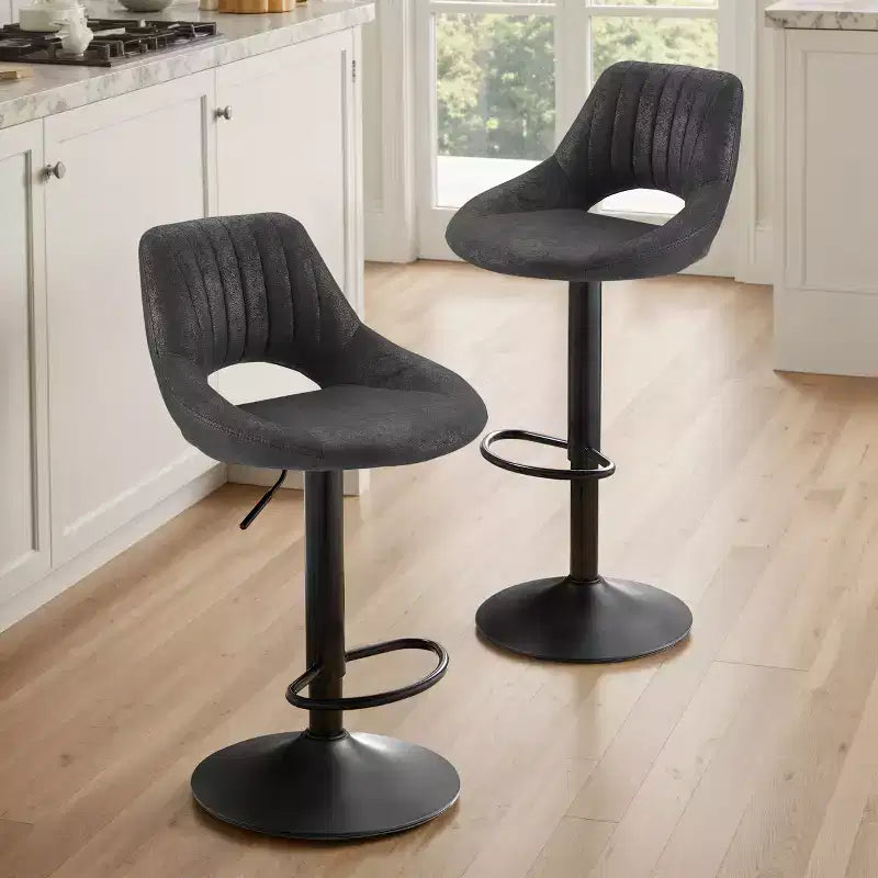 Tabouret de bar Art Leon en similicuir rétro, pivotant et réglable en hauteur, lot de 2