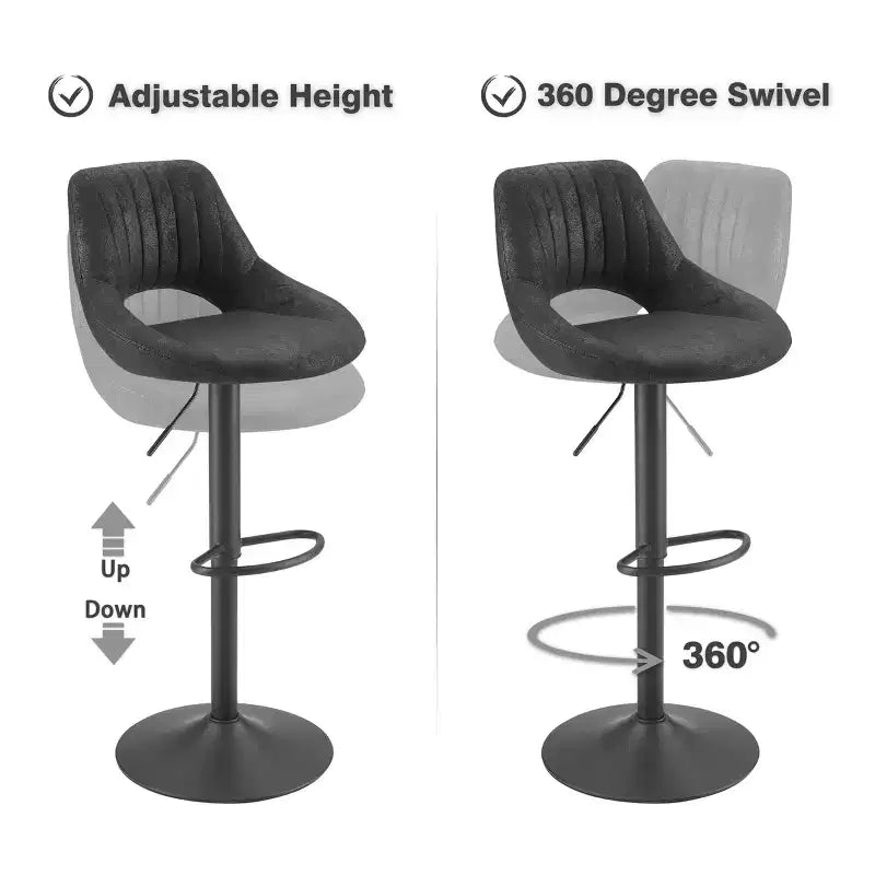 Tabouret de bar Art Leon en similicuir rétro, pivotant et réglable en hauteur, lot de 2