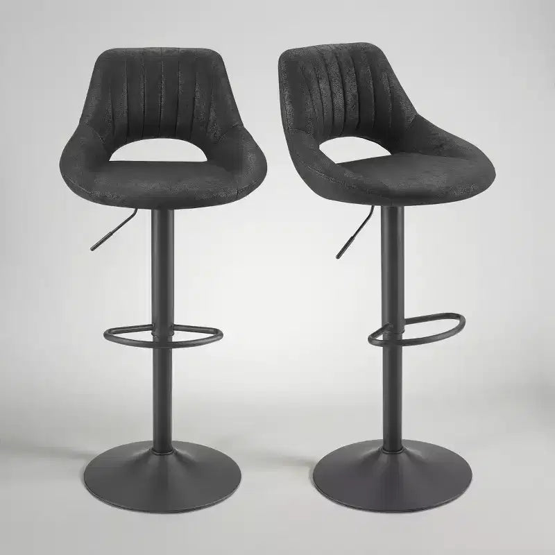Art Leon Retro Faux Leather Swivel and Height Adjustable Barstool, Set of 2