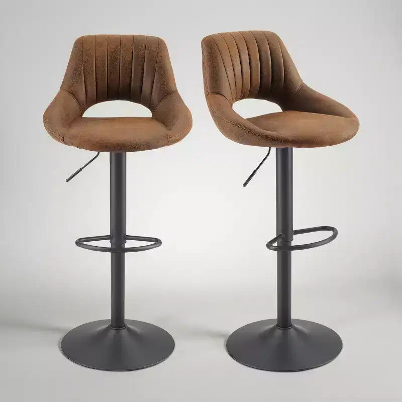 Tabouret de bar Art Leon en similicuir rétro, pivotant et réglable en hauteur, lot de 2