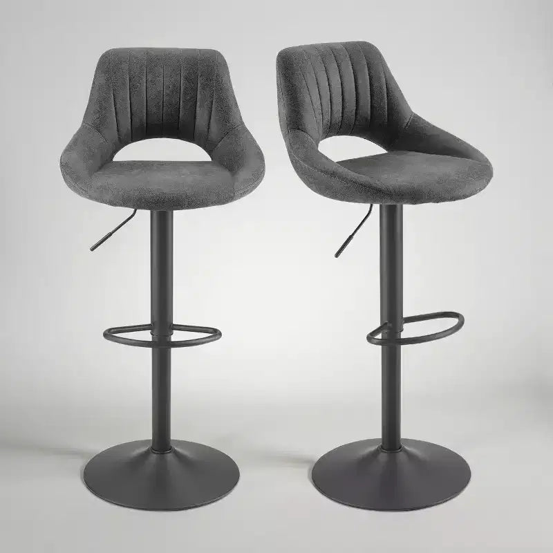 Tabouret de bar Art Leon en similicuir rétro, pivotant et réglable en hauteur, lot de 2