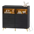 Acekool Baby Dresser with Changing Table - 6 Drawers, LED Lights & Power Outlet