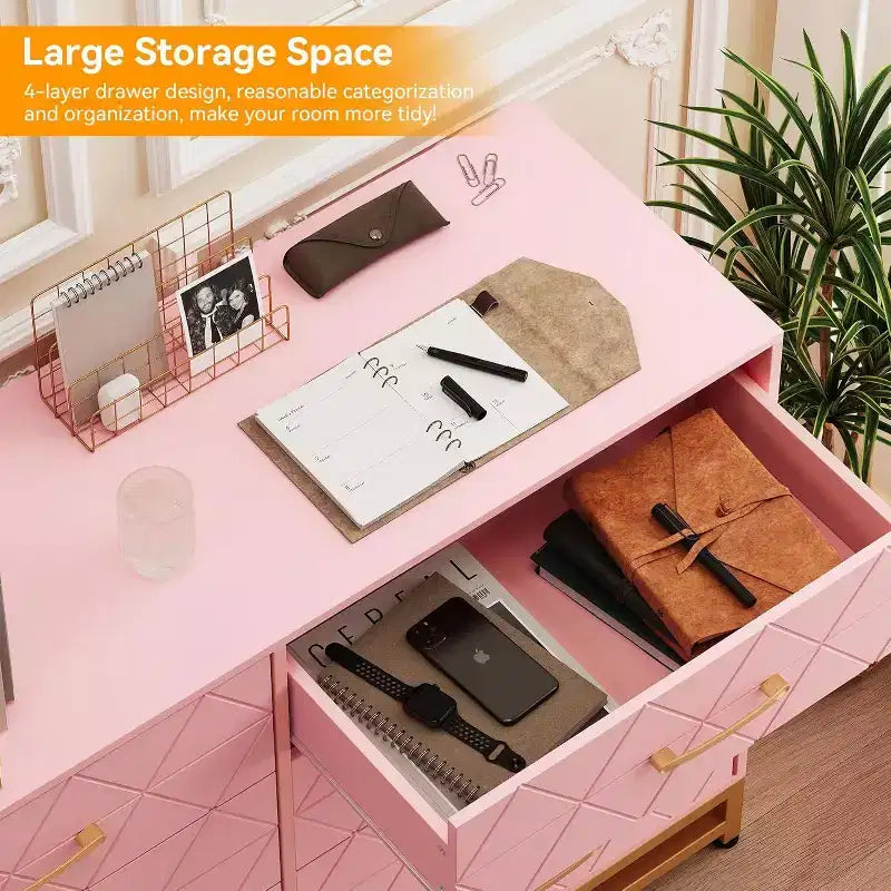 Acekool 8-Drawer Dresser & TV Stand  Large Storage Chest for Bedroom, Living Room, and Entryway