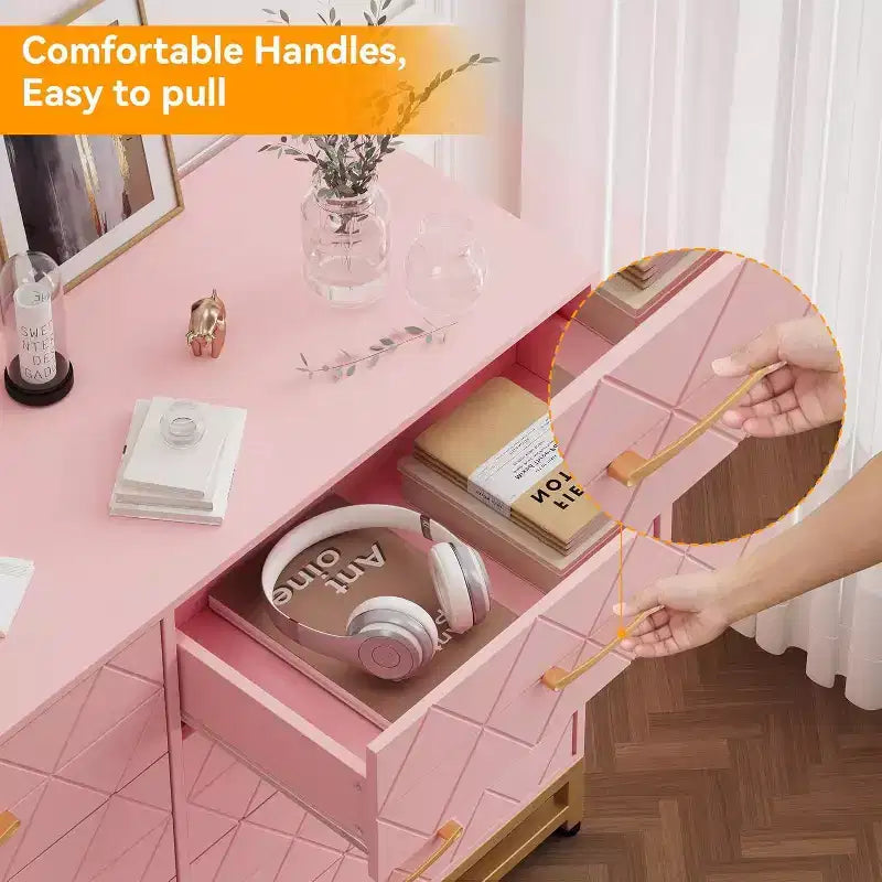 Acekool 8-Drawer Dresser & TV Stand  Large Storage Chest for Bedroom, Living Room, and Entryway