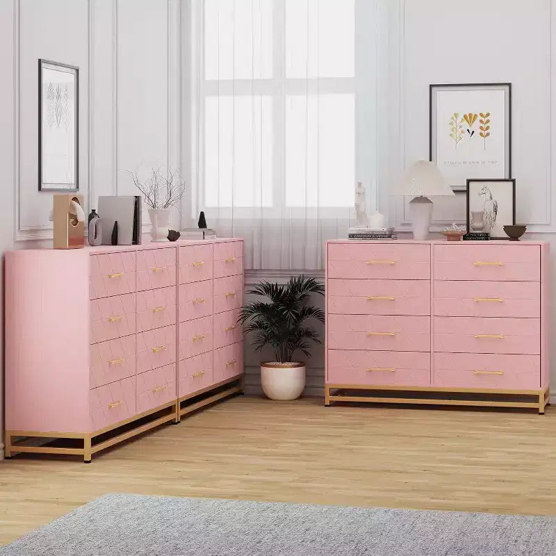 Acekool 8-Drawer Dresser & TV Stand  Large Storage Chest for Bedroom, Living Room, and Entryway