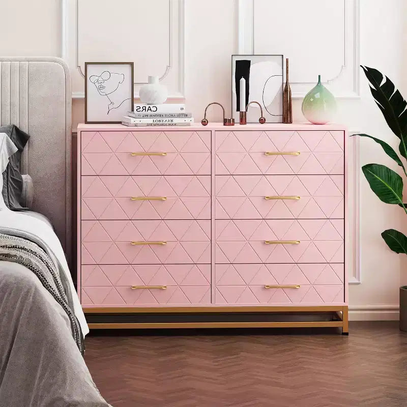 Acekool 8-Drawer Dresser & TV Stand  Large Storage Chest for Bedroom, Living Room, and Entryway