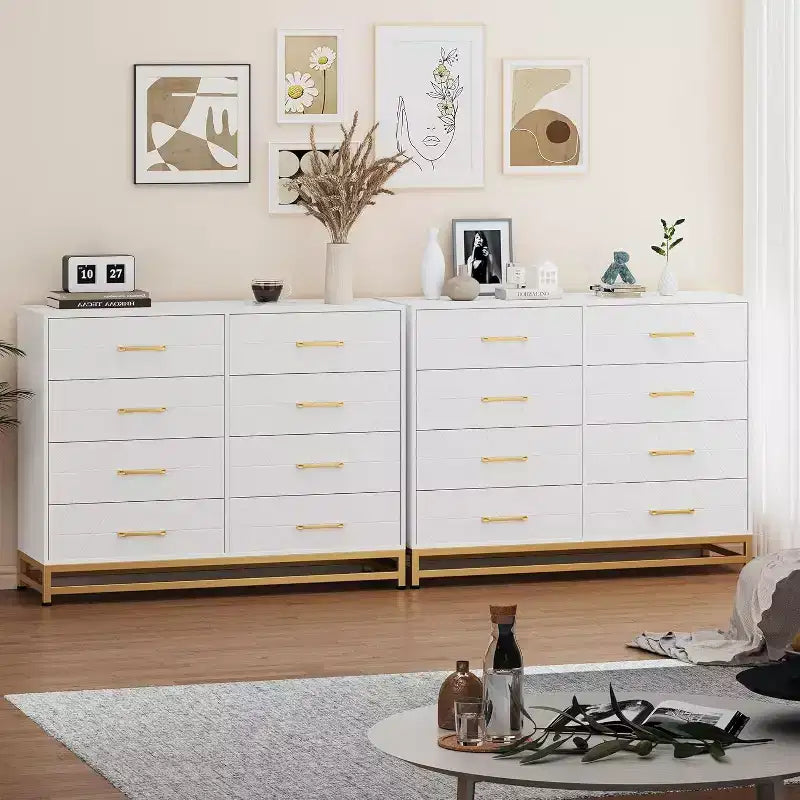 Acekool 8-Drawer Dresser & TV Stand  Large Storage Chest for Bedroom, Living Room, and Entryway