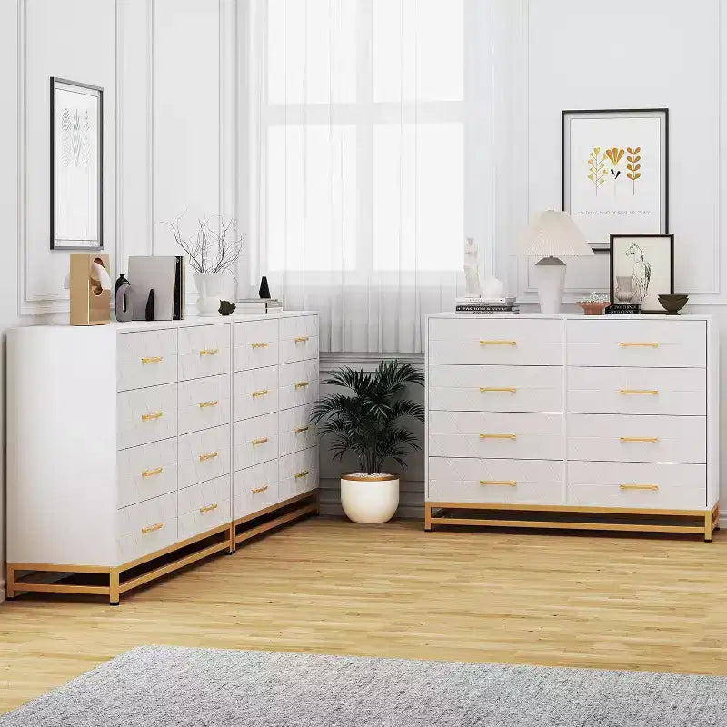 Acekool 8-Drawer Dresser & TV Stand  Large Storage Chest for Bedroom, Living Room, and Entryway