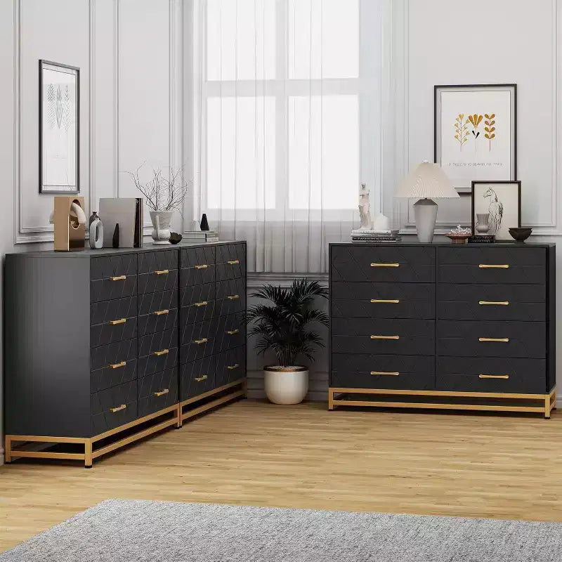 Acekool 8-Drawer Dresser & TV Stand  Large Storage Chest for Bedroom, Living Room, and Entryway