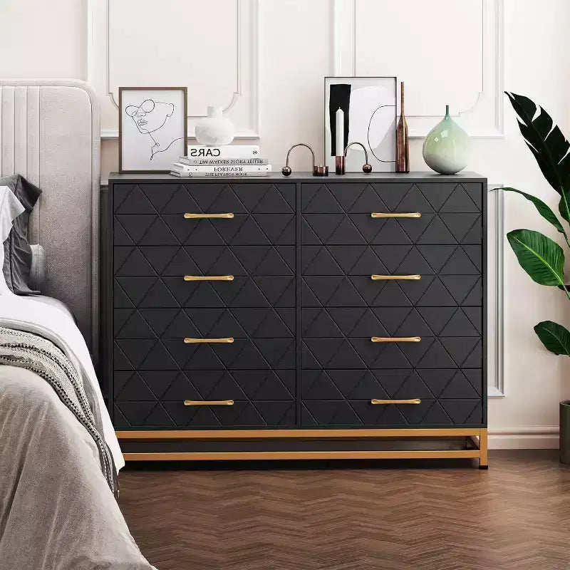 Acekool 8-Drawer Dresser & TV Stand  Large Storage Chest for Bedroom, Living Room, and Entryway