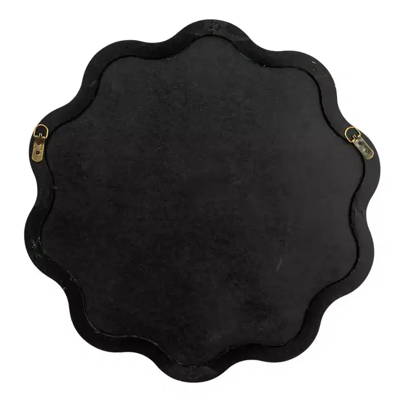 Storied Home Scalloped Wood Wavy Wall Mirror, Green