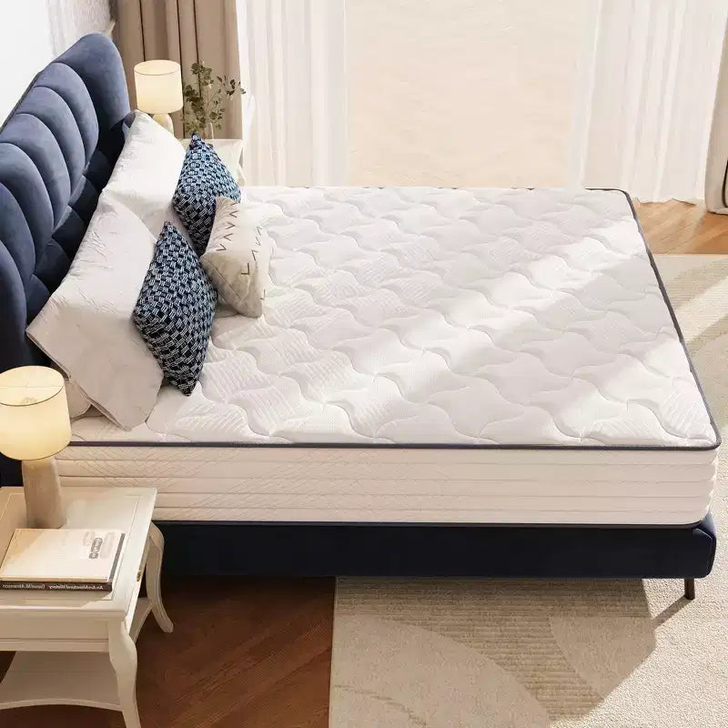 Swedrea Hybrid Mattress Medium Skin Friendly Memory Foam in White,, and Blue