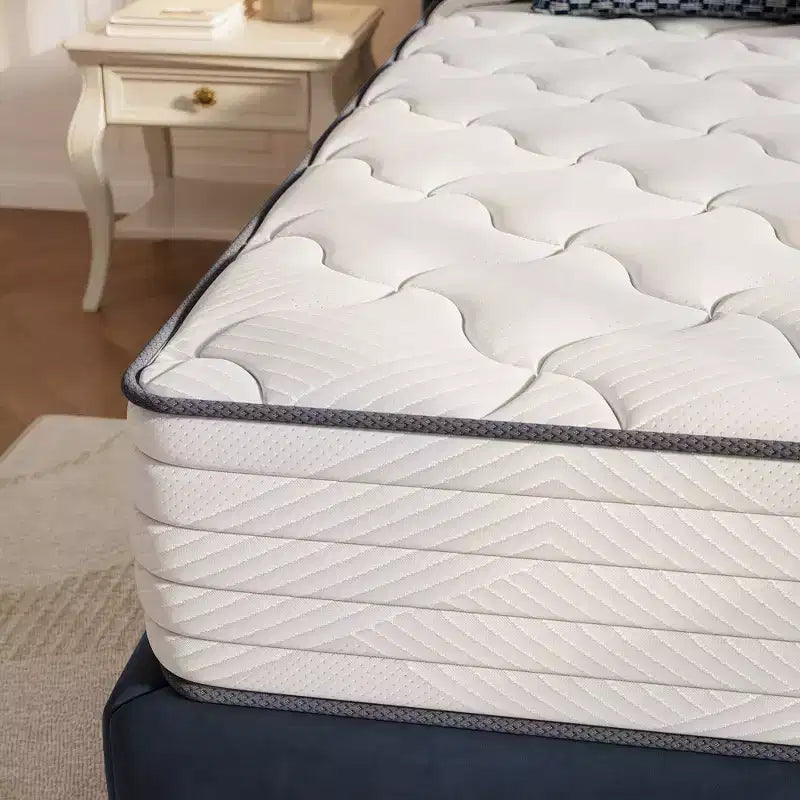Swedrea Hybrid Mattress Medium Skin Friendly Memory Foam in White,, and Blue