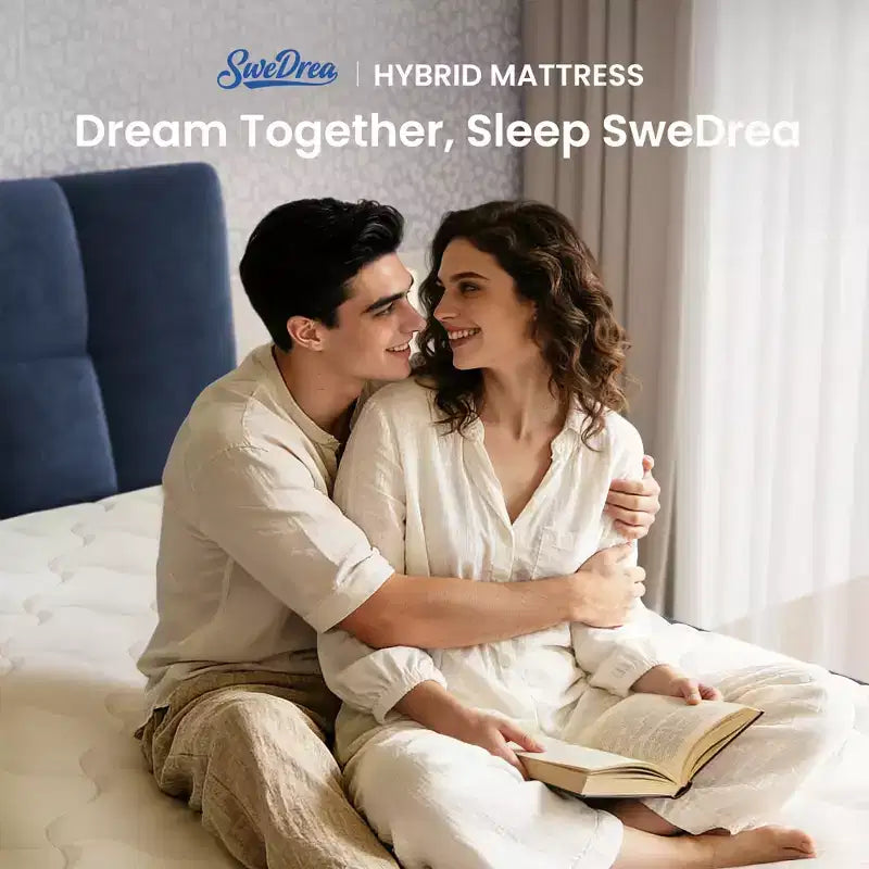 Swedrea Hybrid Mattress Medium Skin Friendly Memory Foam in White,, and Blue