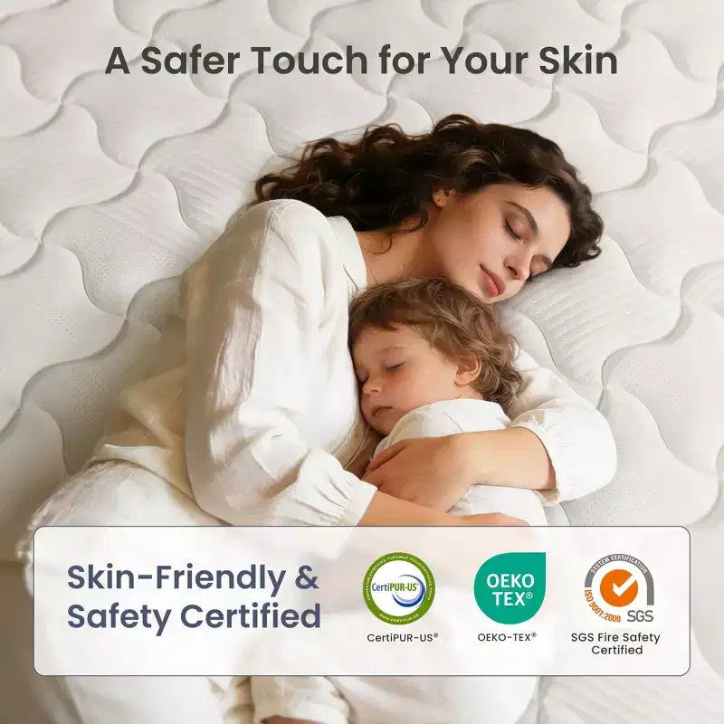 Swedrea Hybrid Mattress Medium Skin Friendly Memory Foam in White,, and Blue