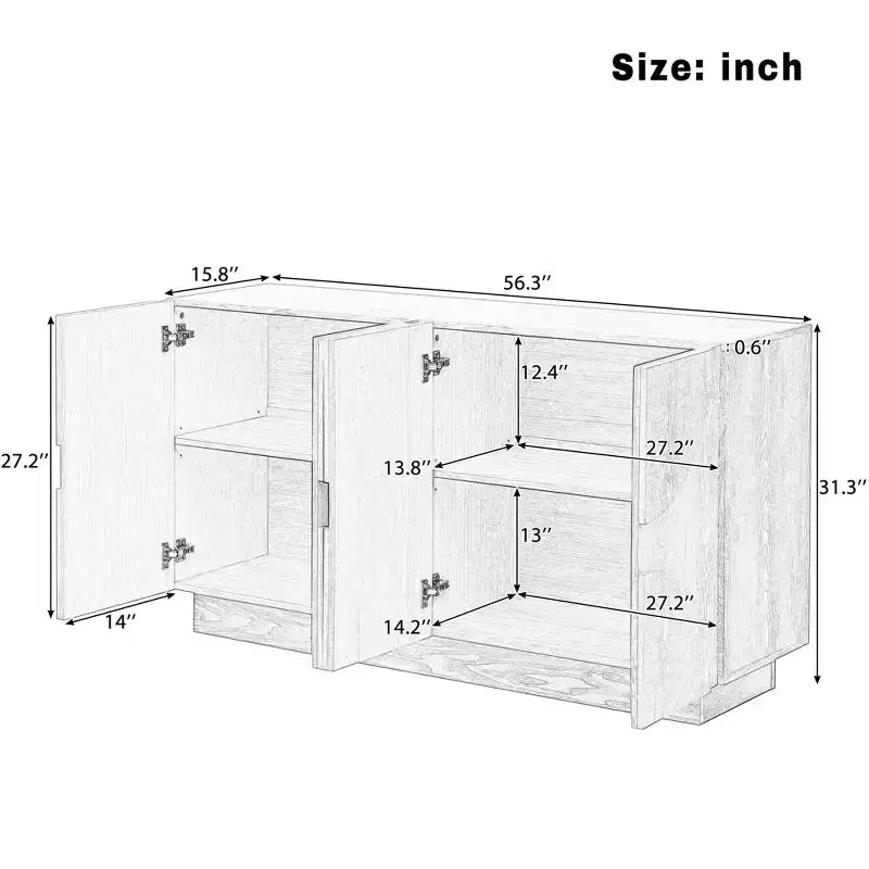 Whisen 4-Door Wood Storage Sideboard with Adjustable Shelves