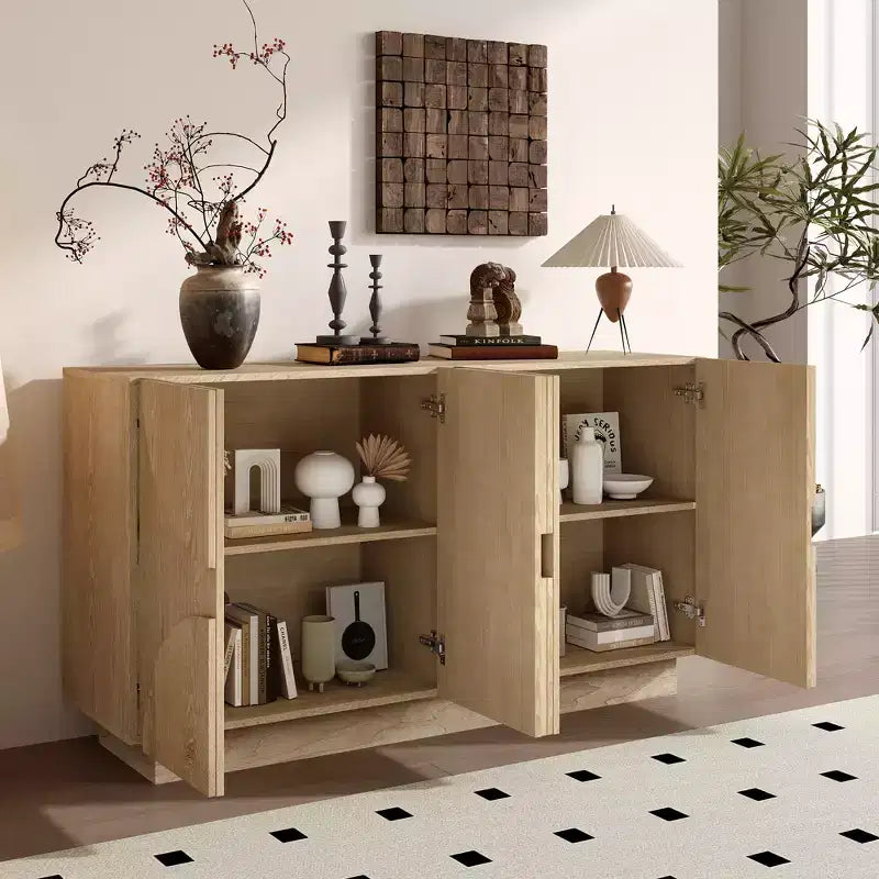 Whisen 4-Door Wood Storage Sideboard with Adjustable Shelves