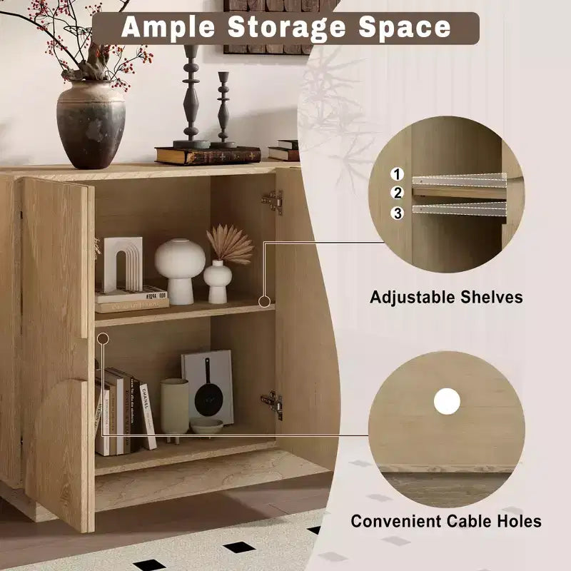 Whisen 4-Door Wood Storage Sideboard with Adjustable Shelves