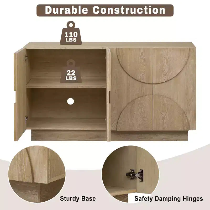 Whisen 4-Door Wood Storage Sideboard with Adjustable Shelves